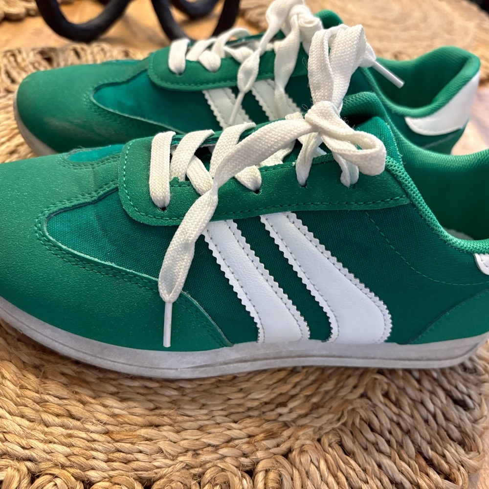 woman’s Teal and White Sneakers